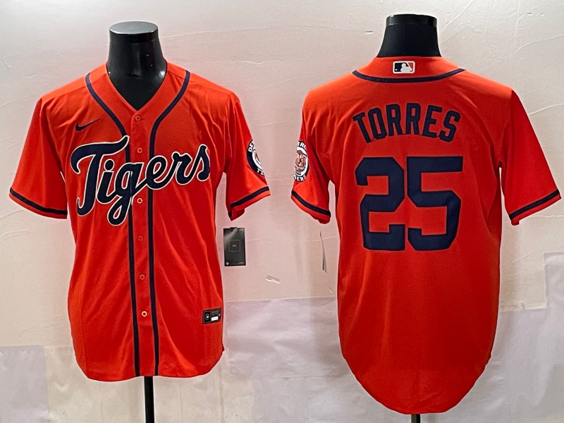 Men 2025 Detroit Tigers #25 Torres orange Nike MLB Jersey style 2